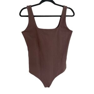 Abercrombie and Fitch Soft A&F Square Neck Tank Bodysuit Brown XL Classic Layer